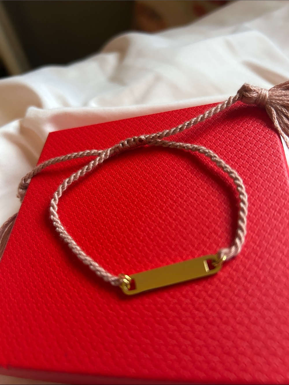 Plunder Gold Plate Beige Twisted Cord Bracelet